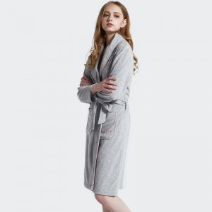 Ženy Melange Grey CVC Welt Bath Robe