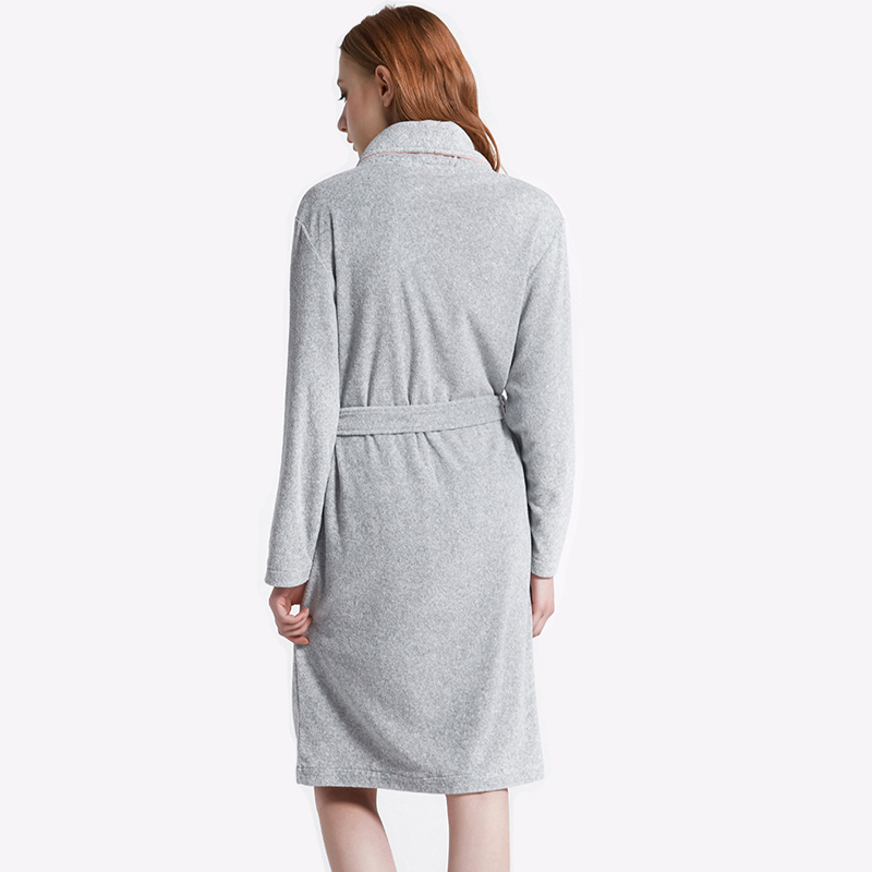 Ženy Melange Grey CVC Welt Bath Robe