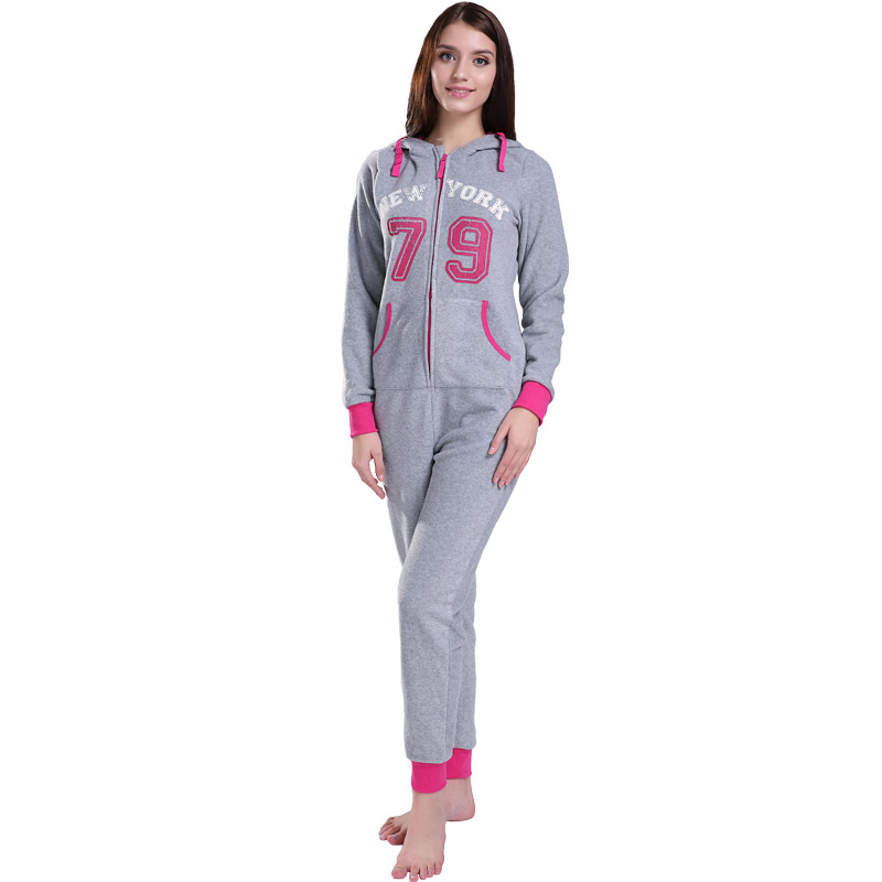 Dospělé mikrovlákno Fleece s kapucí Onesie Pyžamové sady pro ženy