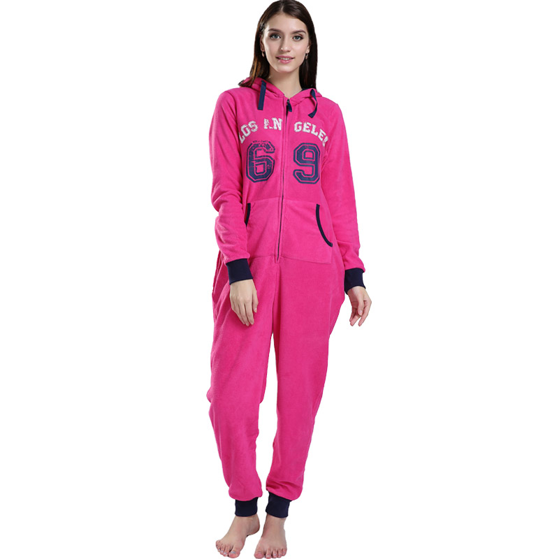 Dospělé mikrovlákno Fleece s kapucí Onesie Pyžamové sady pro ženy