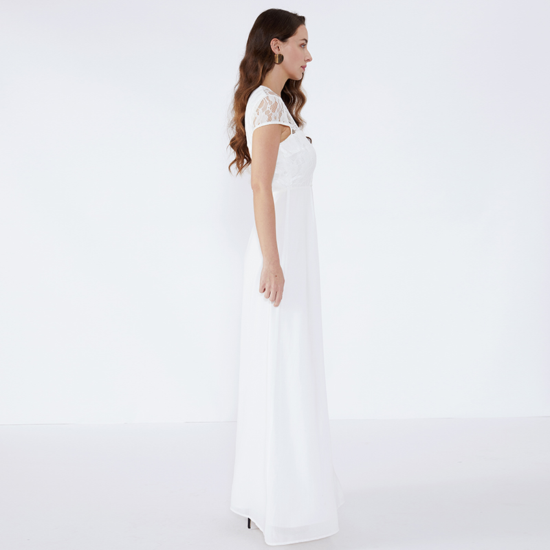 Leak Back Lace Evening 2019 Long Woman Clothes White Dress Maxi Dress JCGJ190315079