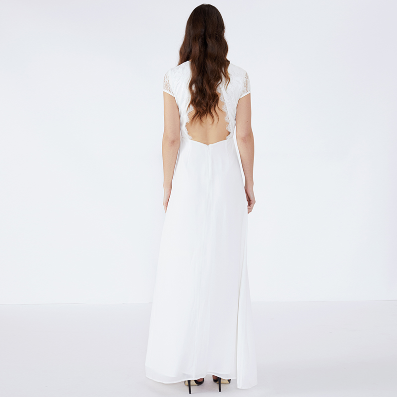 Leak Back Lace Evening 2019 Long Woman Clothes White Dress Maxi Dress JCGJ190315079