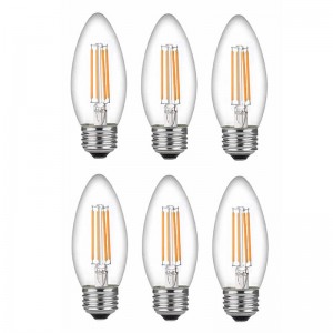 Žárovky pro LED svícny LED 60 Watt, střední základna, Žárovky, Dimmable Filament Clear 60 Watt LED Žárovky (Používá se pouze 4,5 W), C37 LED Žárovky