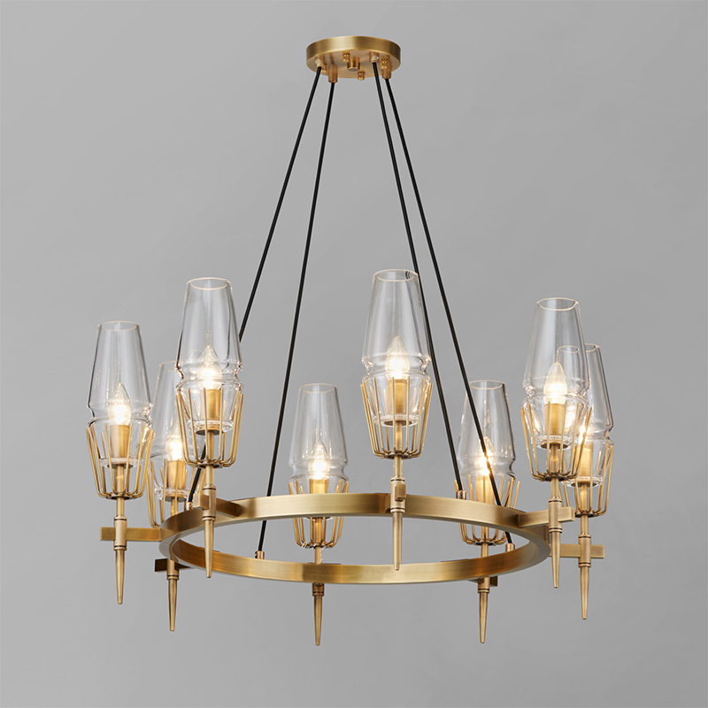 Skandinávská jednoduchá osobnost Glass Iron Round Hotel Chandelier Km2144