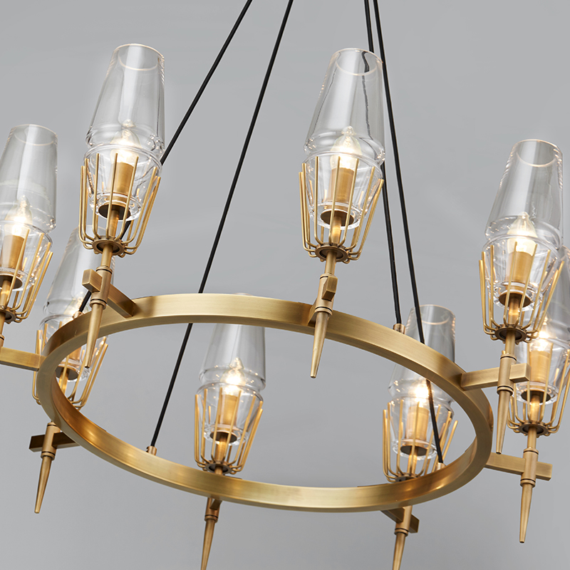 Skandinávská jednoduchá osobnost Glass Iron Round Hotel Chandelier Km2144