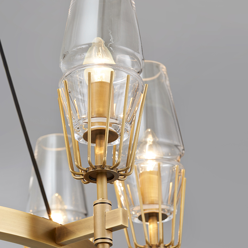 Skandinávská jednoduchá osobnost Glass Iron Round Hotel Chandelier Km2144