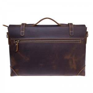 Vysoce kvalitní bláznivý kůň pravá kůže mužů laptop messenger taška přes rameno