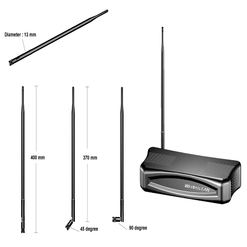 9dBi zisk 395 mm 2,4 GHz anténa WIFI vnitřní všesměrová externí anténa