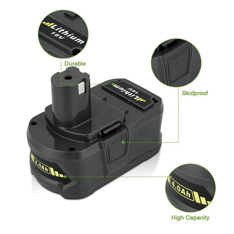 Li-ion 4000mAh 18V náhradní akumulátorové vrtací baterie pro Ryobi P105, P106, P107, P108