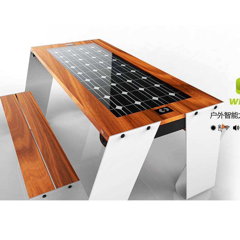 Nový design venkovní piknik solární nábytek inteligentní park stůl lavice sada