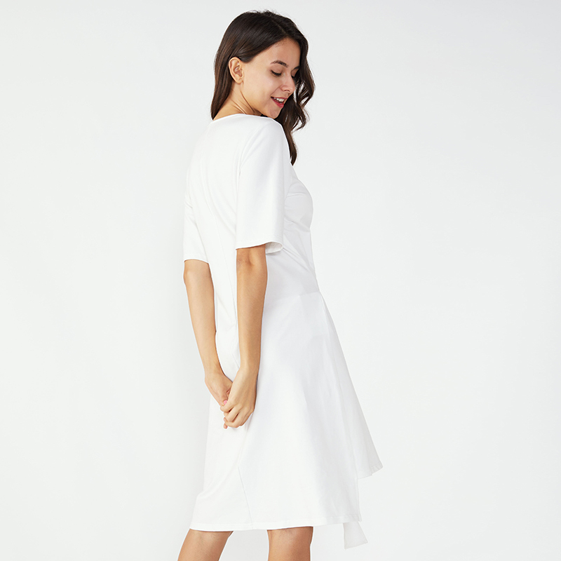 Midi White Kaftan Vintage mateřské šaty Ženy Casual