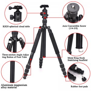 Diat AM294A KH20 Přenosná hliníková slitina kamera Videokamera Stativ Flexibilní cestování Digitální fotoaparát Stativ