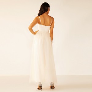 Oem vysoce kvalitní ženy dlouhé bílé letní krajkové lemování družička svatební šaty tkaniny