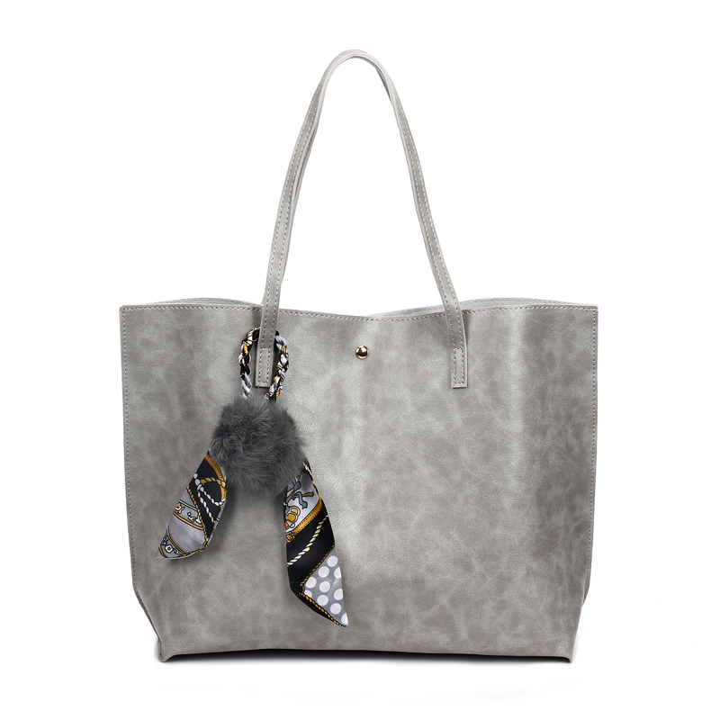 HD0823 - Velkoobchodně nejprodávanější dámské nákupní tašky Tmavě šedé PU kožené tašky