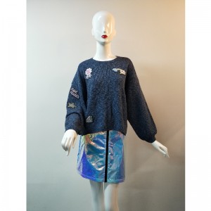 LADIES 'KARTOON BADGE JUMPER RLWS0013F