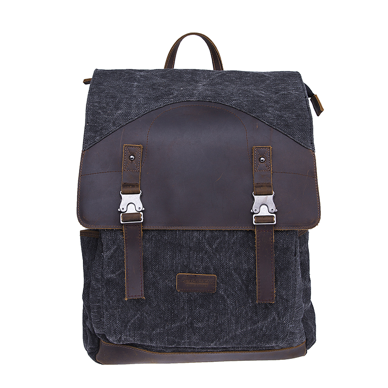 18SC-7318D Vintage Crazy Horse PU Leather Outdoor Laptop Men Canvas Backpack China Factory