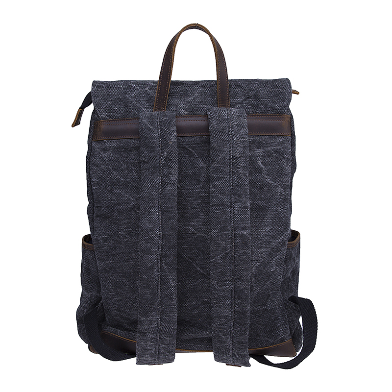 18SC-7318D Vintage Crazy Horse PU Leather Outdoor Laptop Men Canvas Backpack China Factory