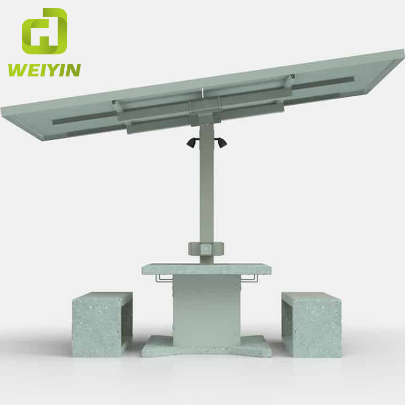 Venkovní mobilní solární nabíječka telefonu nabíjecí stanice AC Grid Table Bench Set pro kampus a hotely