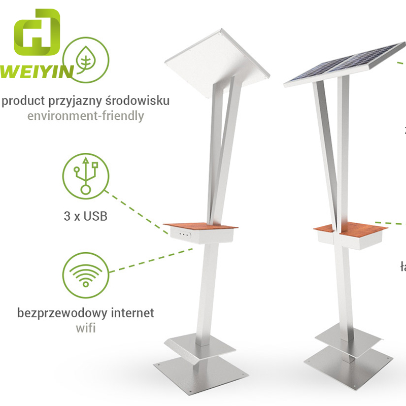 Minimalistický design Nabíjecí stanice pro mobilní telefony USB s inteligentním solárním napájením pro komunity a parky