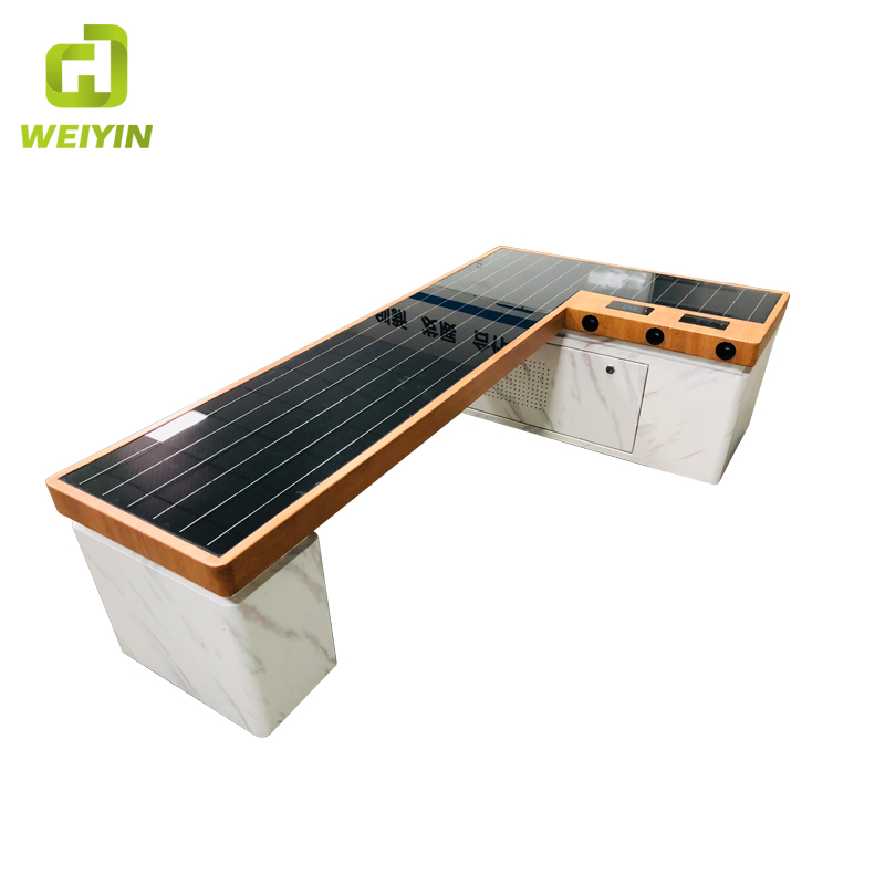 Moderní design Chytrý solární telefon nabíjení nábytku s hlubokou kovovou lavičkou pro venkovní použití