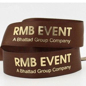 přizpůsobené barevné logo tisk reliéfní fólie tištěné černé saténové stuhy