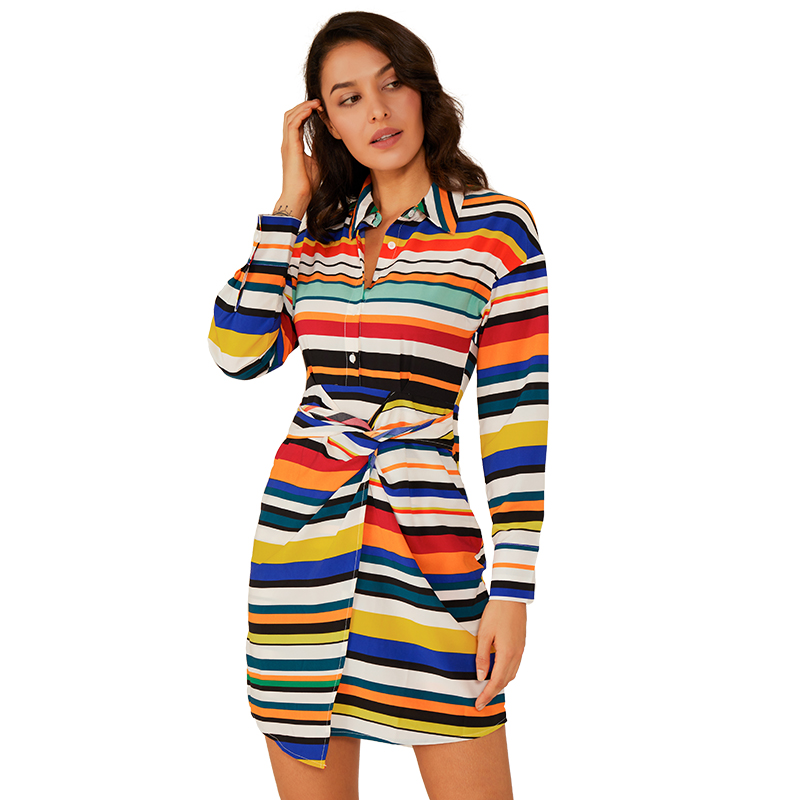 Oem Oblečení Nové Mix Barva Dlouhý rukáv Neformální Boho Šaty Módní Letní Šaty Ženy