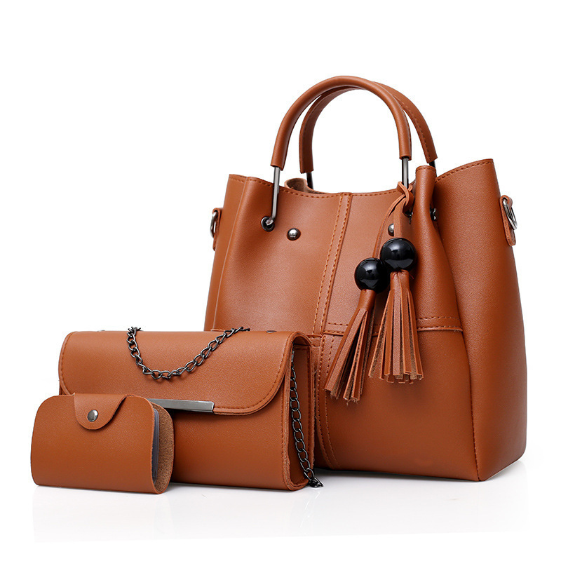 HD0827--3 PCS v sadě Ženy PU kůže Tote PU kůže Přenosná kabelka PU kožená kabelka na mince