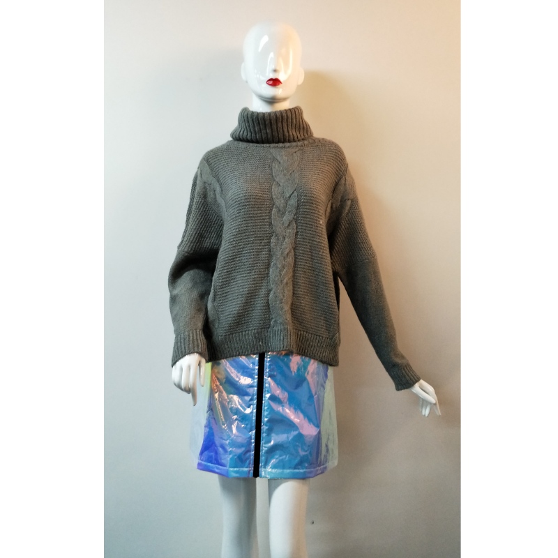 ŠIROKÝ VYSOKÝ KRKOVÝ KABELOVÝ ZÁVĚSOVÝ SWEATER RLWS0132F