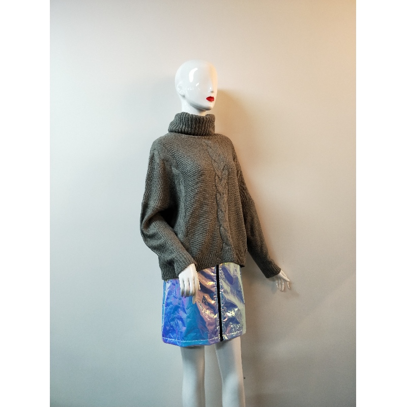 ŠIROKÝ VYSOKÝ KRKOVÝ KABELOVÝ ZÁVĚSOVÝ SWEATER RLWS0132F