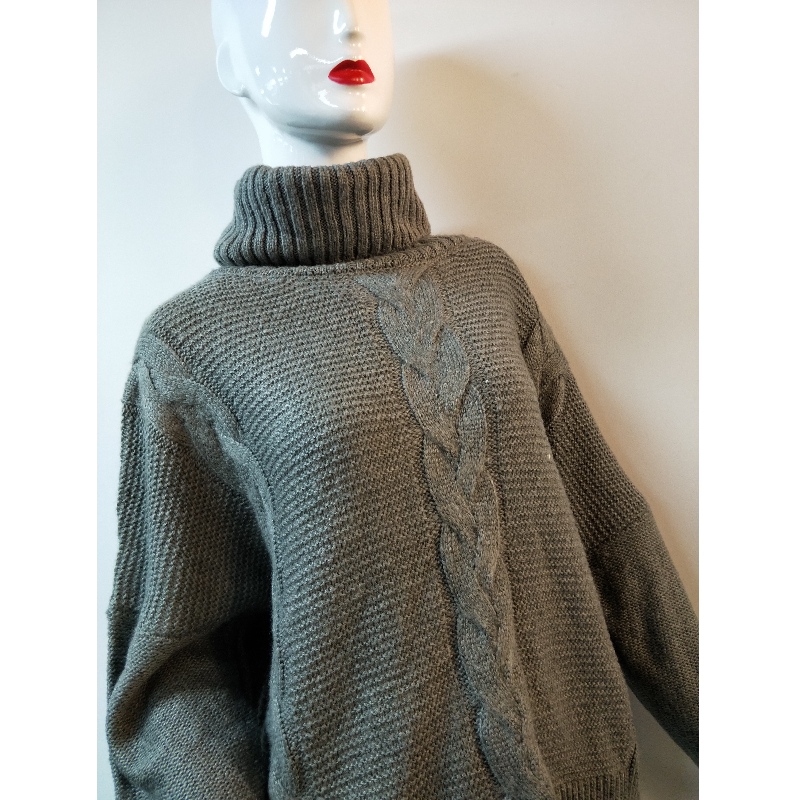 ŠIROKÝ VYSOKÝ KRKOVÝ KABELOVÝ ZÁVĚSOVÝ SWEATER RLWS0132F