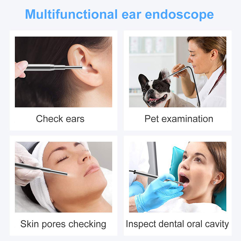WiFi Otoscope 3 v 1 3,9 mm Borescope Inspection Ušní vosk Remover Tool 720P vodotěsný fotoaparát s 6 nastavitelné LED kompatibilní s Android a iOS