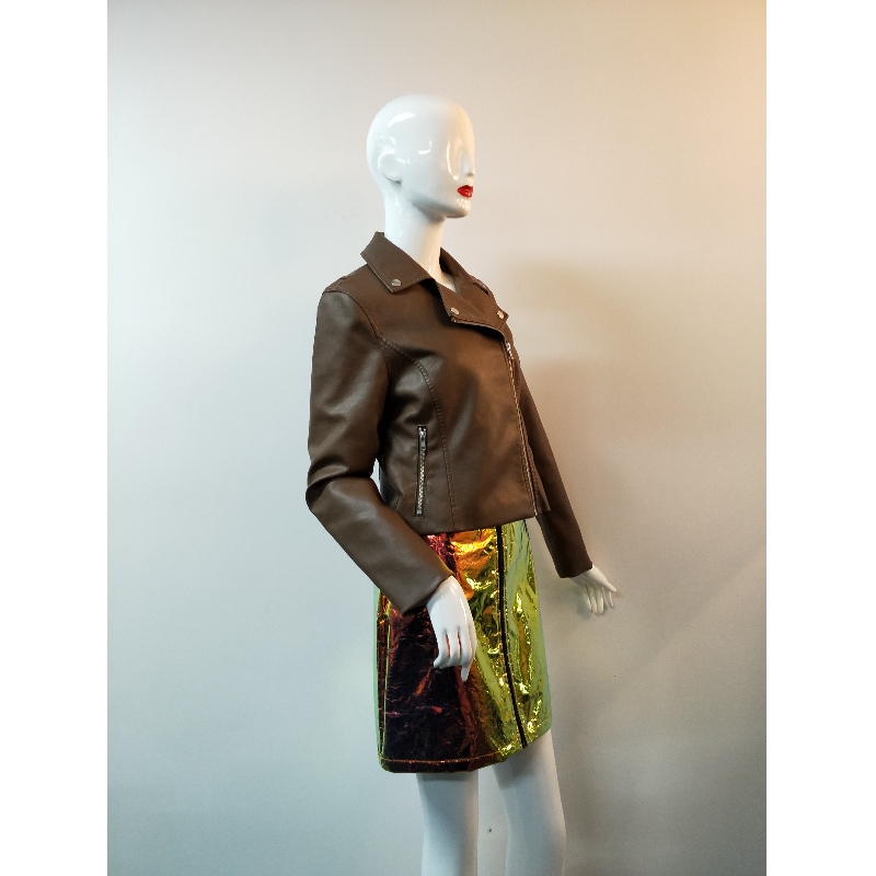 BROWN PU BIKER BACKER RLWPJ0012N