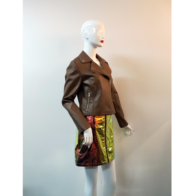 BROWN PU BIKER BACKER RLWPJ0016N
