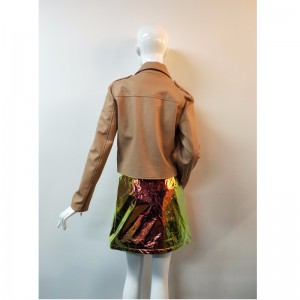 BROWN PU BIKER BACKER RLWPJ0006N