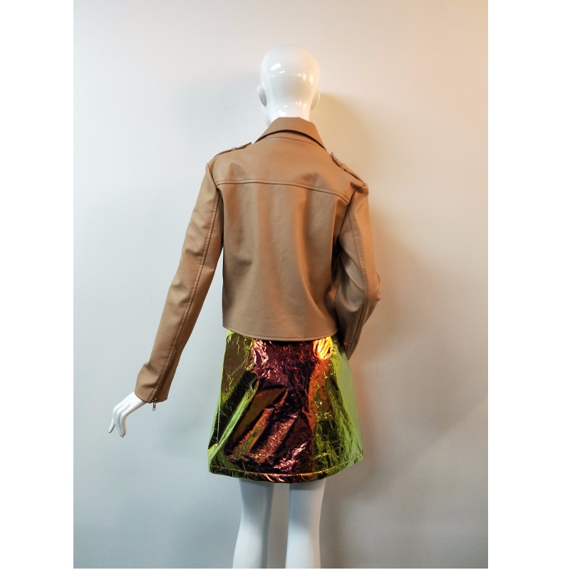 BROWN PU BIKER BACKER RLWPJ0006N