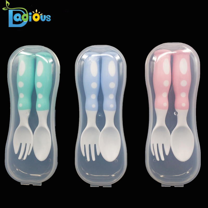 Vlastní design potravinářské třídy PP lžíce dětské vidličky BPA zdarma tréninková lžíce a vidlička pro batole