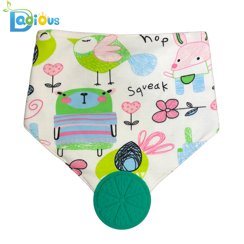 Oboustranný 100% přírodní bavlněný chlapeček Teething Bibs Baby Bib Flamingo Teething Bandana Bib