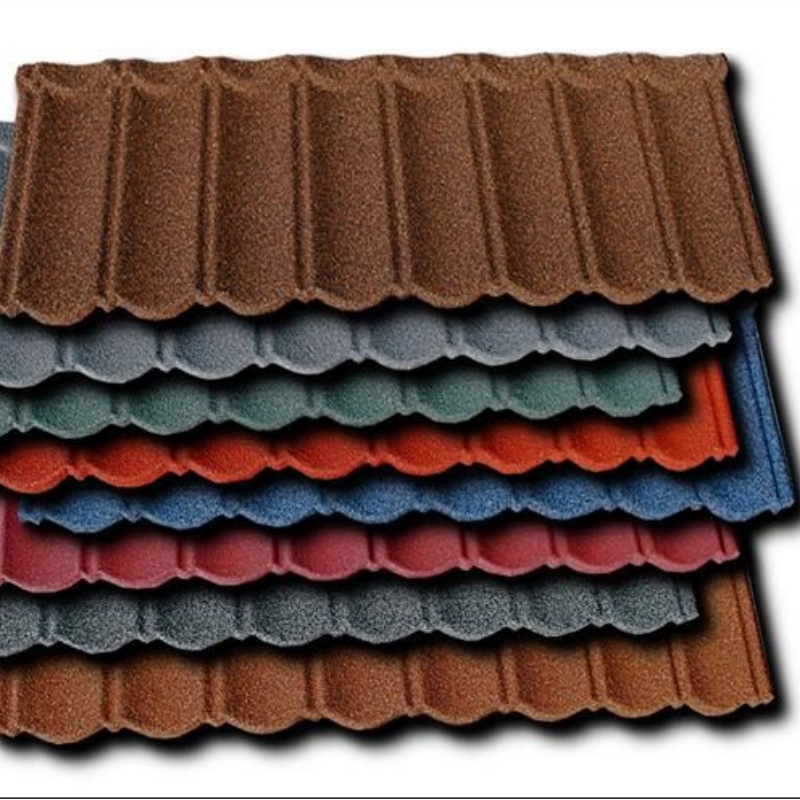 Stavební materiál Kamenná kovová střešní taška, kamenné vlnité střešní plechy
