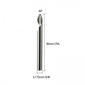 Nástroj pro gravírování spirály 60 ° V s drážkou s plochým dnem CNC frézovací vrtáky 1/8 palce pro hliník MDF z tvrdého dřeva měď 5PCS