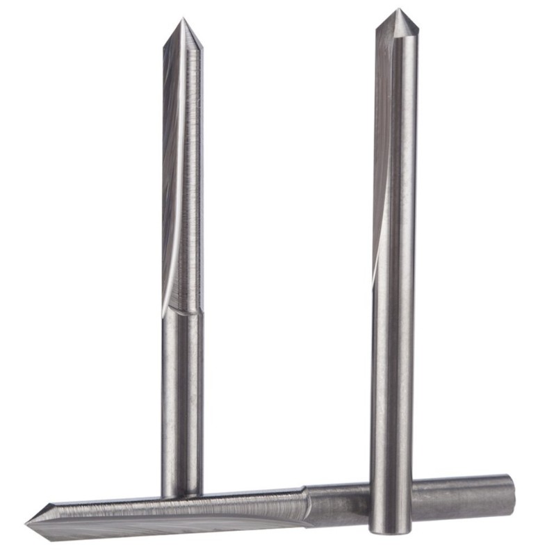 Rovné 45 ° V rýhovací rýhovací nástroje Karbid CNC frézovací frézy 1/8 palce stopka 0,1 mm tip 5PCS