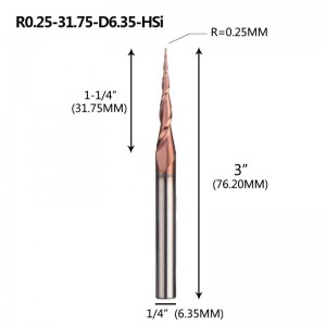 Kuželová kulová čelní fréza 1/4 \