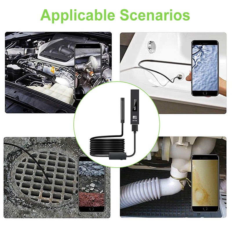Bezdrátový endoskop 2,0 megapixely HD WiFi Borescope Rozhraní USB Vodotěsná inspekce Snake Camerafor Android, iOS a Windows, iPhone, Samsung, Tablet, Mac