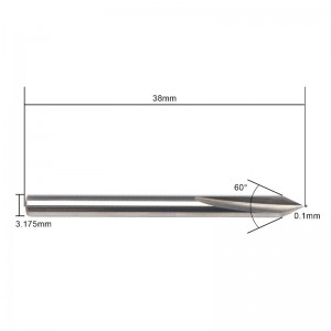 60 ° V bit, kovový gravírovací vrták EnPoint s kovovým rytím, tvrdý hrot, kuželový tvar, CNC gravírovací vrták s 2-drážkou 1/8 \", 3,75 mm, stopka, 0,1 mm, hrot, značka, kónická řezná vložka pro ocelovou hliníkovou ...