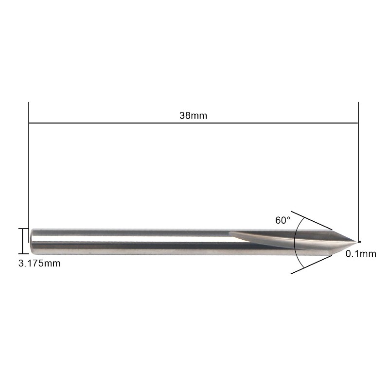 60 ° V bit, kovový gravírovací vrták EnPoint s kovovým rytím, tvrdý hrot, kuželový tvar, CNC gravírovací vrták s 2-drážkou 1/8 