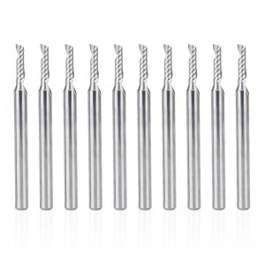 CNC frézovací bity, 1/8 ”stopka, spirálová upichovací fréza, fréza 1, fréza, fréza, 2 mm, řezání, jeden, flétna, wolframová ocel, gravírování, nástroj 8 mm CEL, 38,5 mm OAL pro MDF akrylové PVC