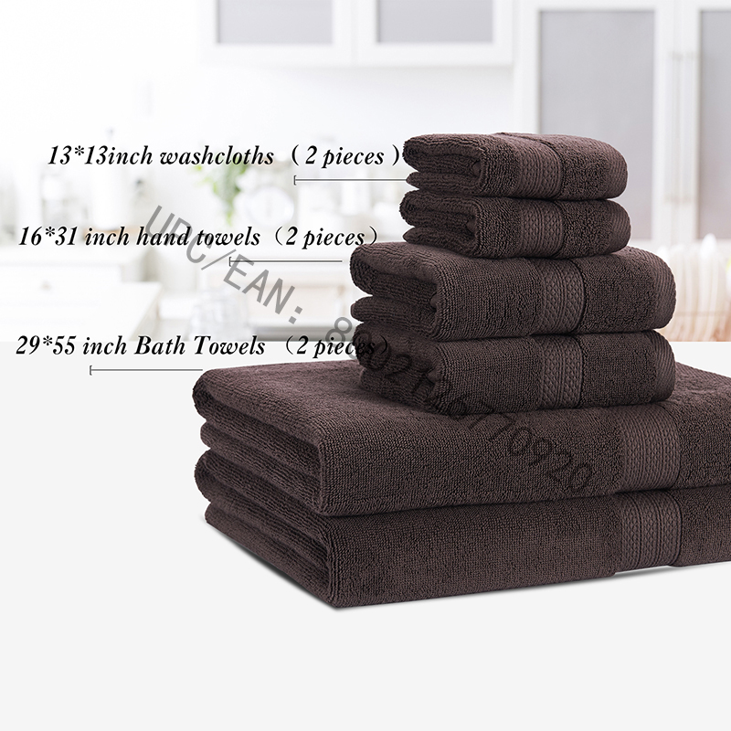 JMD TEXTILE Koupelnové ručníky, kartáčované bavlněné ručníky Šedá sada 6 ručníků Kuchyňský bazén Domácnost, ručníky Odolný savý Pohodlný Extra velký ručník (2 žínky, 2 ručníky, 2 osušky)