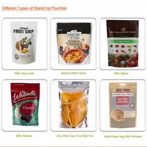 Čína dodavatelé na zakázku potištěné plastové stojanové pouzdro, bonbóny nebo cukr nebo svačinu používají tašky Mylar na zip, potravinářské doypacky