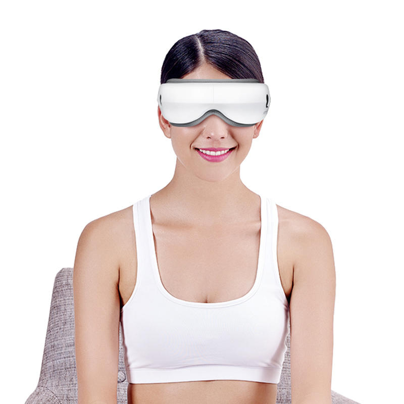 Dobíjecí přenosný elektrický bezdrátový Bluetooth masážní masážní přístroj s ohybem 180 ° s tlakem vzduchu, horkou kompresí, vibracemi, hudbou pro oční únavu, suché oči a tmavé kruhy