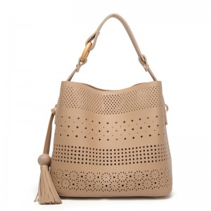 Velkoobchod vyhloubit jednovrstvý PU kožená nákupní taška se střapci