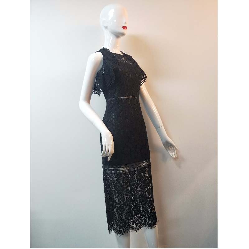 LADIES 'BLACK LACE LONGLINE DRESS JLWD0039